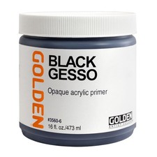 Black Professional Acrylic Gesso Opaque 16 fl. oz Jar Art Painting Prep Base
