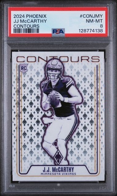 2024 Panini Phoenix - Contours J.J. McCarthy #CON-JMY (RC) PSA 8 NM-MT Vikings