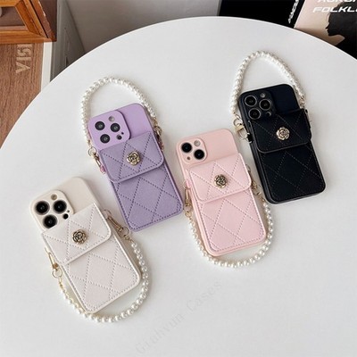 Case For Honor X5C/X6B/X6C/X7/X8/200Smart/400Lite Wallet Pearl Chain Phone Cover