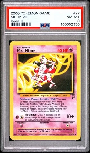 2000 POKEMON BASE SET 2 #27 MR. MIME PSA 8