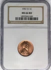 1951-D Lincoln Wheat Cent 1c NGC MS 66 RD