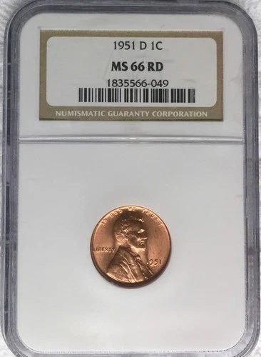 1951-D Lincoln Wheat Cent 1c NGC MS 66 RD