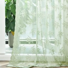 Sheer Curtains 72 Inches Long 2 Panels, 42"W x 72"L Pack of 2 Sage Green