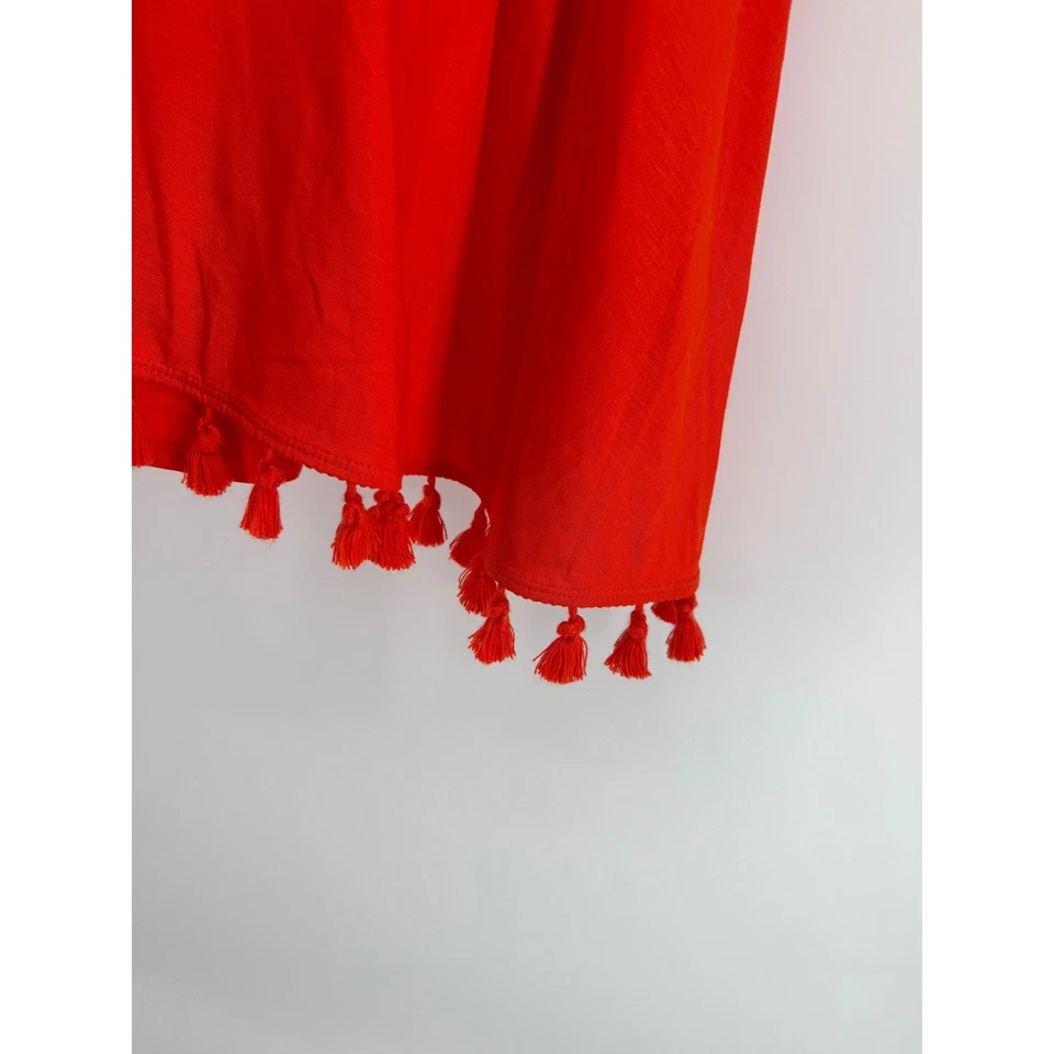 Falda asimétrica Trina Turk roja borla dobladillo algodón suave talla pequeña Foto 4 de 4