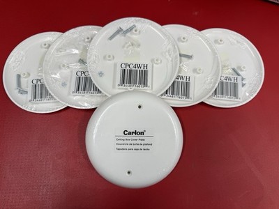 Lot(7) Carlon CPC4WH Ceiling Fan Box Cover, Round, Blank, 4-Inch Diameter, White