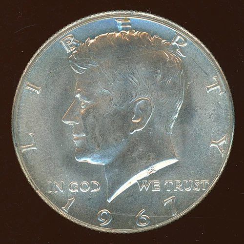 1967 P 50C Kennedy Half Dollar Phila. KM# 202a 0.400 Fine net 0.1479 Oz. Silver