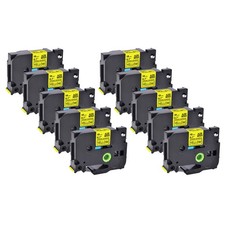 10PK Extra Adhesive Black on Yellow Label Tape For Brother TZ TZe-S641 18MM