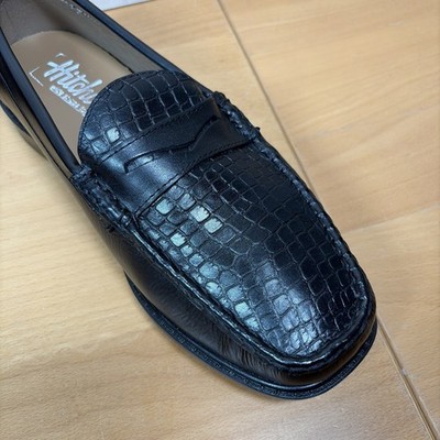 Hitchcock Mens Black Penny Loafer Shoes Mens 10.5 6E Wide  display picture 1