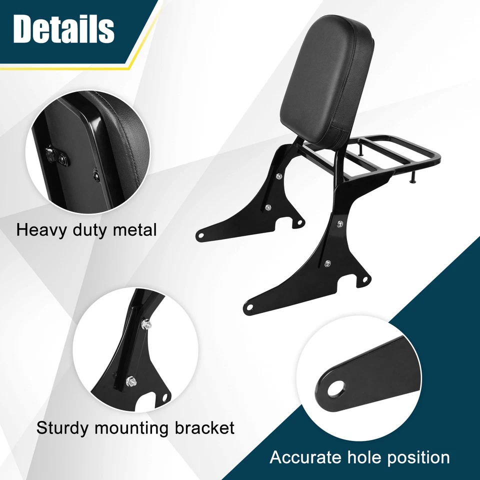 Backrest Sissy Bar w/ Luggage Rack for Kawasaki Vulcan 800 VN800 1996-2019 Foto 2 de 4