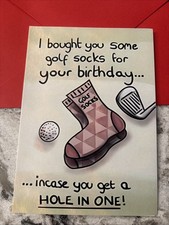Funny Birthday Golf Golfing Hole In One 4.6  x6.6  Blank Inside Greeting Card