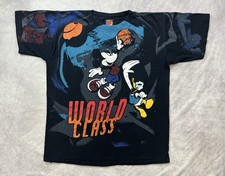 Vintage 90s Mickey Mouse Disney Basketball T-shirt Size L AOP Donald Duck