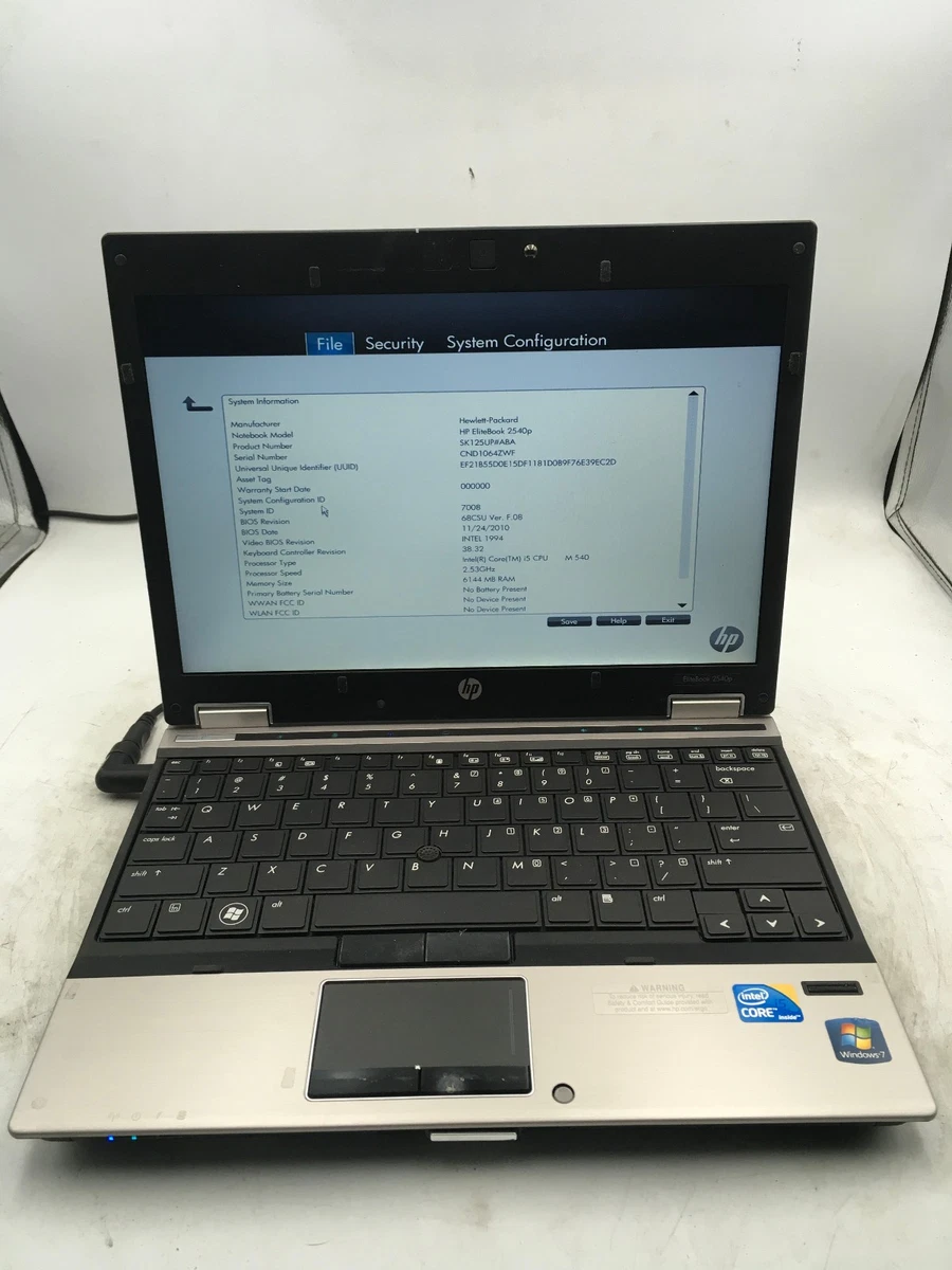 HP EliteBook 2540P Integrated/On-Board Graphics Notebooks/Laptops