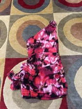 Forever 21 Colorful Flower Tie Side One Shoulder Mini Bodycon Dress Runs Small