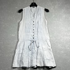 Theory Dress S Gray Lagenlook Minimalist Sleeveless Pintuck Drawstring Pockets