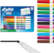 EXPO Dry Erase Markers, Low Odor Ink, Assorted Colors, 1 Count Pack of 12