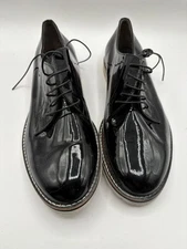 NEW AGL Attilio Giusti Leombruni Black Patent Leather Oxford Loafers Size 39.5