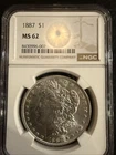 1887-P  $1  MORGAN SILVER DOLLAR  "PHILADELPHIA"  NGC MS62  Blast White❄️