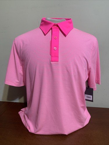 G/Fore Feeder Stripe Knock Out Pink Mens Medium Large or XL Golf Polo ...