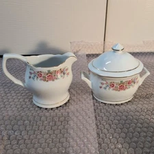 Remington by Red Sea Pink Roses Cream & Sugar  Set Vintage