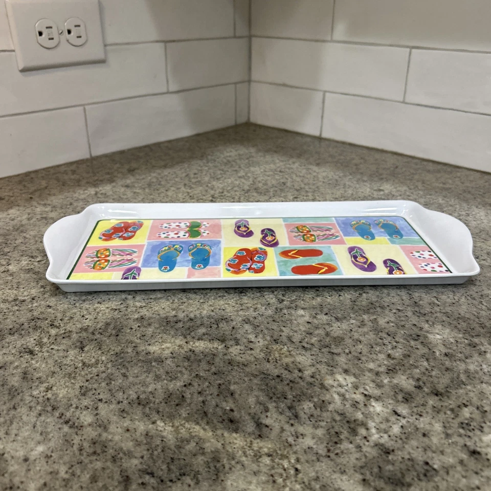 Sandalias chanclas de melamina bandeja para servir divertida de verano Pfaltzgraff 15x6,5 Foto 3 de 4