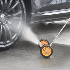 16 Inch Pressure Washer Undercarriage Cleaner with 2 Wheels & Extended Wands - H