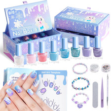Kids Nail Polish Set for Girls, Non Toxic Nail Polish Art Kit for Kids Ages 7-12