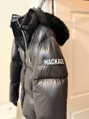 Mackage Men s Kent Lustrous Down Jacket with Shearling Fur Size M (38), Black