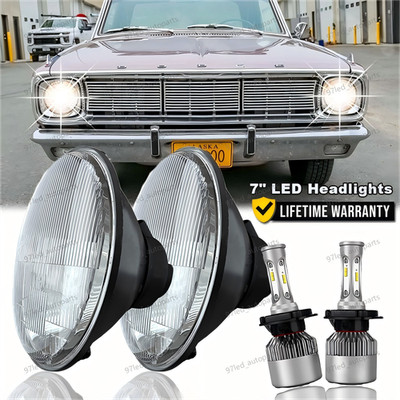 For Dodge Dart 1964-76 Ramcharger 7Inch Round H4 LED Headlight Hi/Lo Sealed Beam