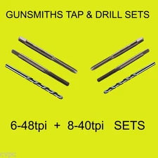 6-48 tpi and 8-40 tpi  6 Piece High Carbon Steel Tap Set with Cobalt Drill Bit