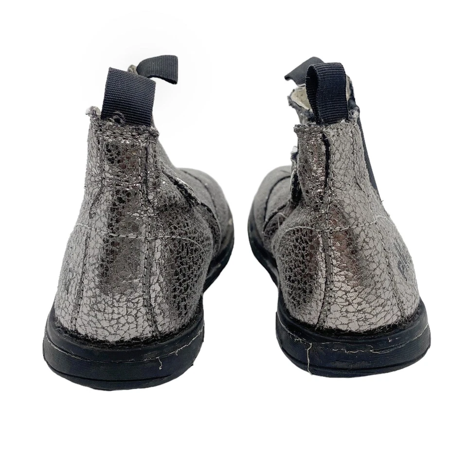 Primigi Kids Silver Crackle Leather Chelsea Boots - Size EU 24 / US 8 - Image 3 of 4