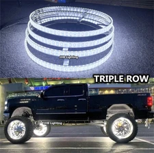 JHB Set (4) 17.5" TRIPLE ROW Pure WHITE Strobe LED Truck Wheel Rings Rim Lights