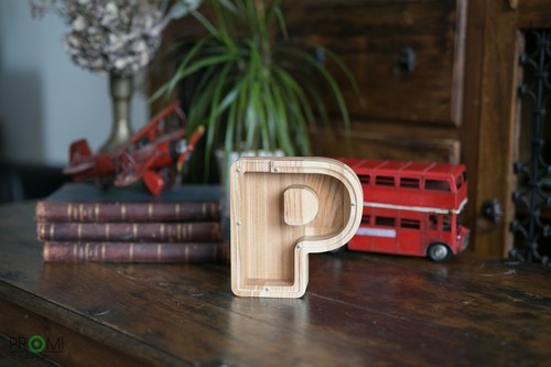Wood Letter Piggy Bank Handmade Personalized Money Box Wood Coin Saving Medium - Picture 21 of 29