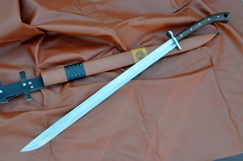 Espada Grosser Messer: Espada afilada templada espiga completa de acero de resorte hecha a mano 34" Foto 2 de 4