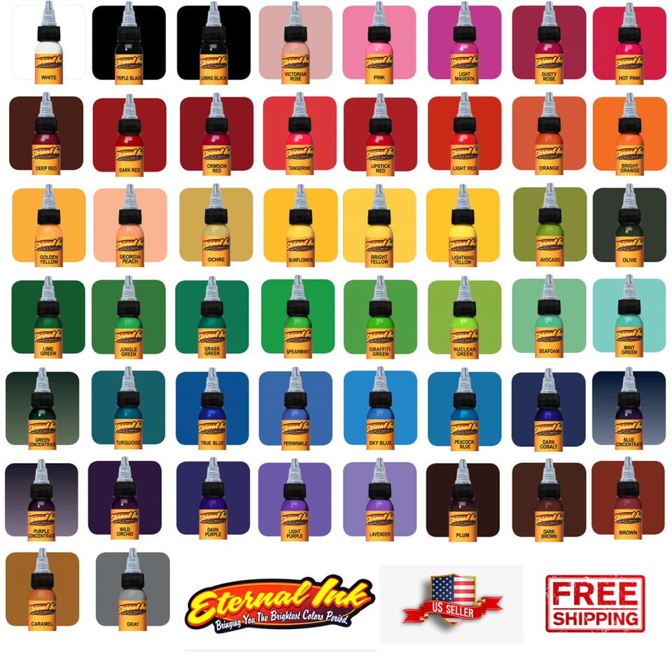 Eternal Tattoo Single Color Ink 1 oz 30ml Bottle 100% Authentic Free Shipping