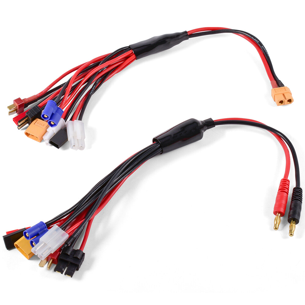 Chargeur 8-en-1 Pour RC – Adaptateur XT60, Tamiya, JST, TRX, Futaba, EC3, Fil Nu, 30 Cm
