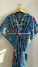 Indian Vintage 100% Cotton Long Beach Maxi Kaftan Dress One Size Caftan Kimono