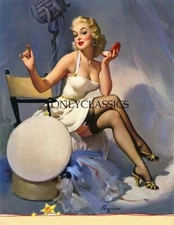 1956 Gil Elvgren Sexy Pin-Up Print Silk Stocking Beauty Is Camera Ready All Set