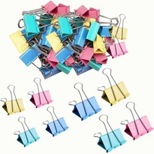 Assorted Colored Binder Clips Small Medium Large Paper Clamps 60 Pcs
