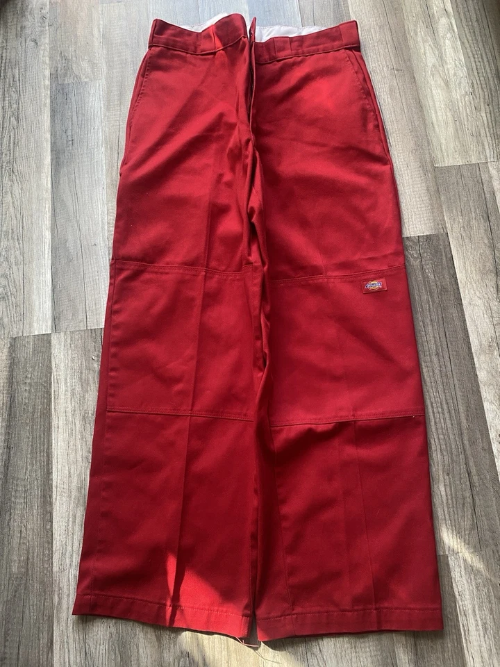 Pantalones de carpintero Y2K estilo holgado vintage Dickies rojos de colección para hombre ropa de trabajo de carga Foto 2 de 4