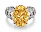 7.00 Ct Certified Oval Cut Yellow Natural Diamond Ring VVS1 White Gold Finish