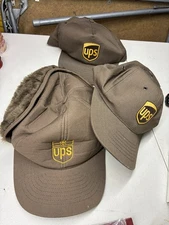 UPS Parcel Service Trapper Hat Faux Fur W/ Ear Flaps Insulated Sherpa and hat
