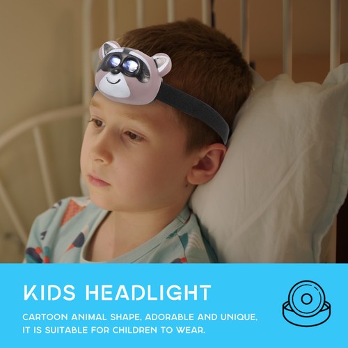 Animal Head Lamp Kids Headlight Headlamp Camping Travel Headlamps for Boys - Picture 7 of 12