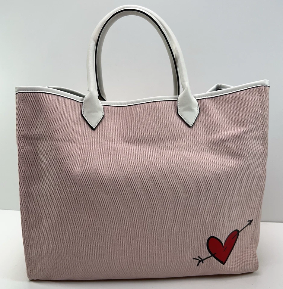 VICTORIA’S SECRET Tote Large Canvas Shoulder Gym Travel Overnight Bag Pink NWT - Image 2 of 4
