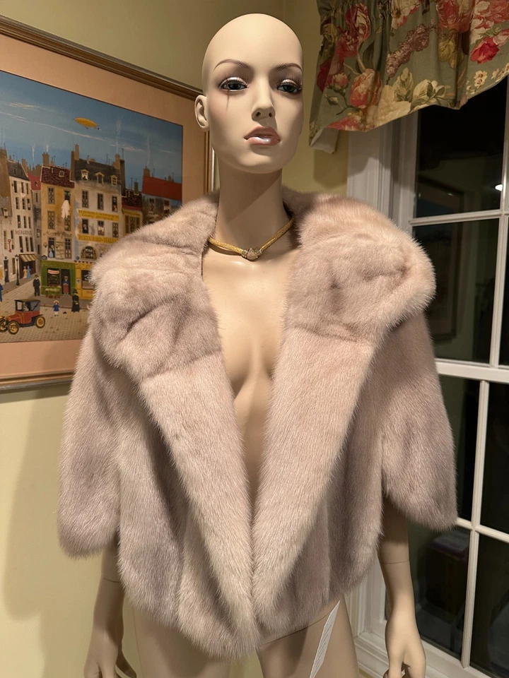 Turmalina Zafiro Visón PIEL ESTOLA NOCHE ENVOLTURA HOMBRO Chal ENCOGERSE DE HOMBROS Capa Novia Foto 4 de 4