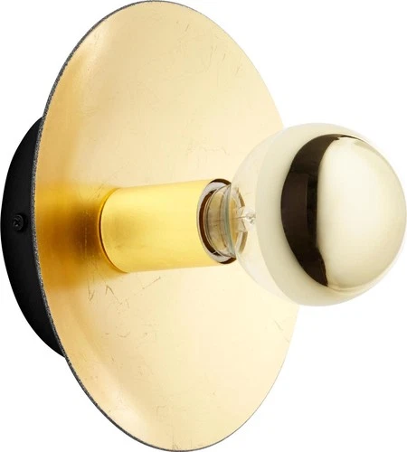 Artemis Noir and Gold Leaf Wall Sconce-Industrial Light - Picture 2 of 2