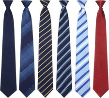 6 Pcs Clip on Ties for Men 20 Inch Clip on Tie Plaid Striped Dots Pre Tied Ne...