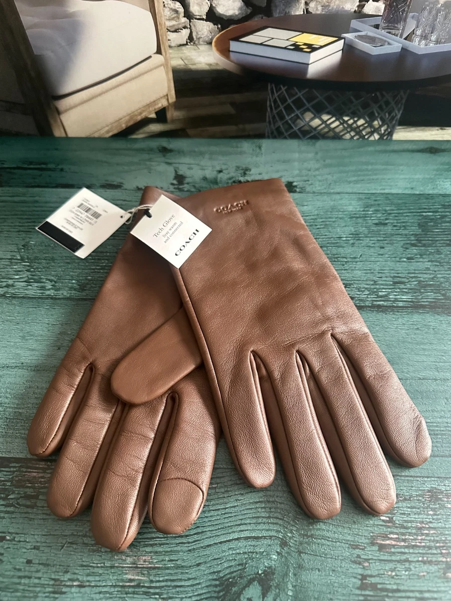 Coach 皮革棕色手套和连指手套男士| eBay