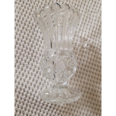 Crystal Bohemia Minature Vintage Etched Bud Vase Pinwheel Accent Decor
