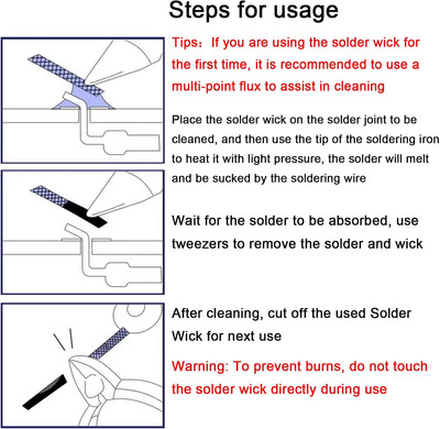 Hotop 6-Pack Solder Wick Braid – 5-Foot No-Clean Desoldering Wick For PCB Repair, Circuit Boards, And Electronics Work (0.1-Inch Wide)