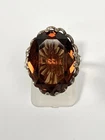 Vintage Sterling Silver Large Gemstone or Glass Cocktail Ring: Q1/2, 7.44gm